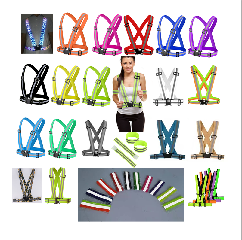 China supply hi vis traffic use road warning elastic adjustable safety cross reflective vest belt straps gear security jacket