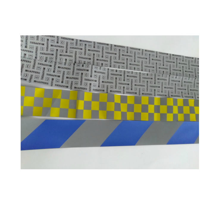 4 inches squares silver white blue printing checkerboard checked warning reflective check fabric tape material for safety vest