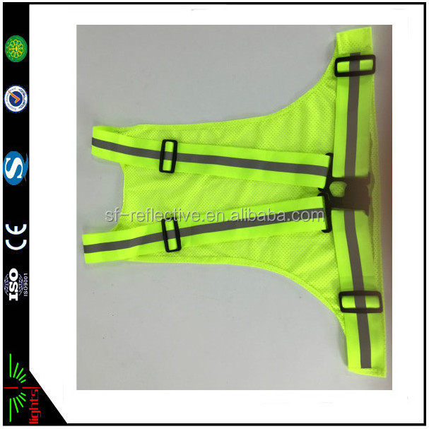 high visibility custom hi vis running warning polyester hi-viz black mesh vest reflective safety security elastic belt with logo