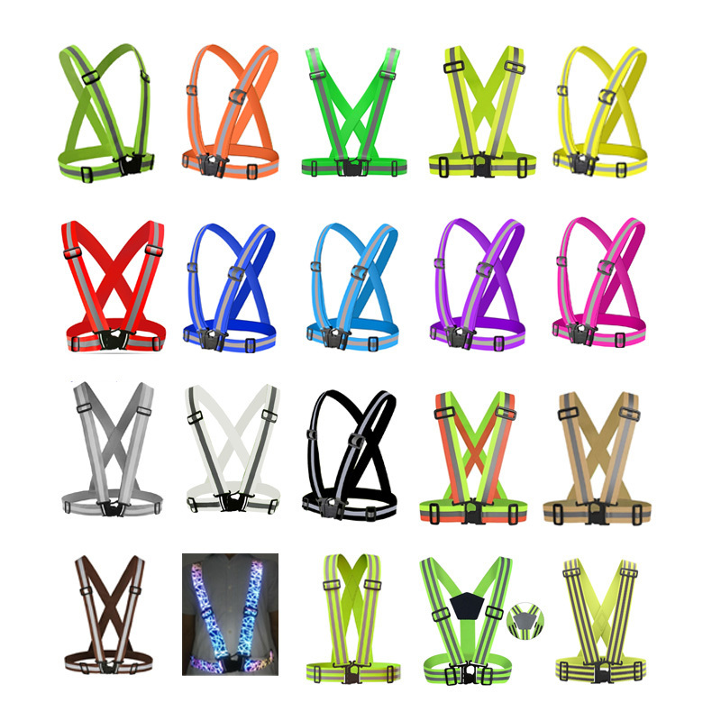 custom best selling high light visibility purple dark green reflective road walking warning belt safety vest kits for runners