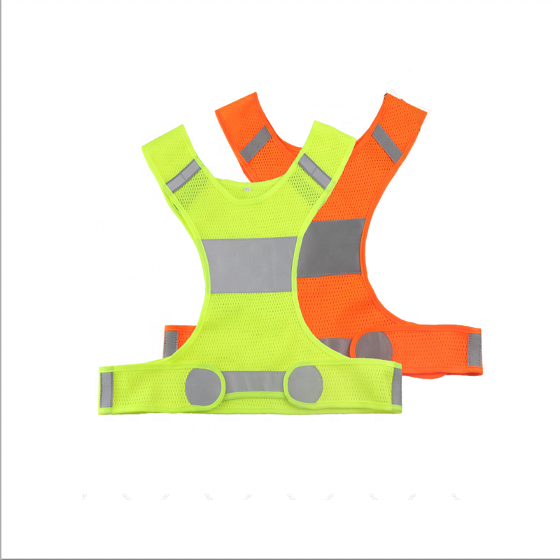 China factory wholesale hi vis en471 class 2 fluorescent yellow orange reflective mesh vest for outside night running safety