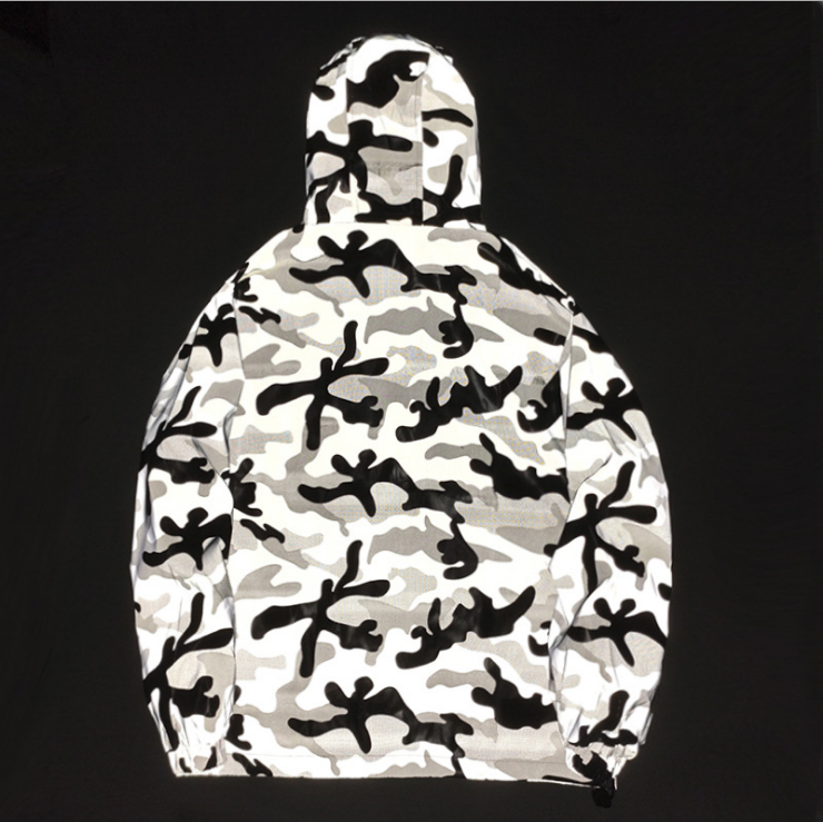 custom new stylish design black camouflage pattern printing high quality oversize sweatshirt reflective pullover hoodie clothing