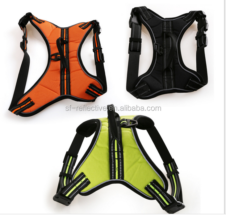 orange color reflective outdoor adventure soft padded mesh pet dog hunting harness safety pet straps vest clothes