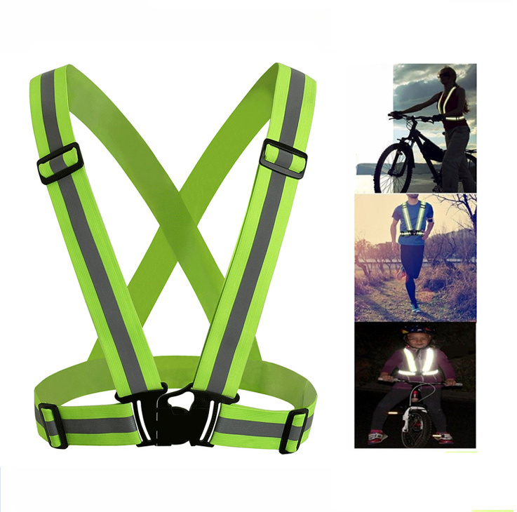 high visible light up running workwear reflective safety strips chaleco polyester bike reflector clothing vest belt for walking