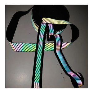 custom hi viz fashion rainbow printing reflective elastic tape webbing waist band for yoga leggings pants bra underwear clothing