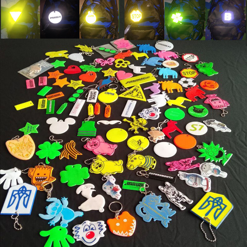 custom various style fashion eco-friendly soft acrylic reflex fanny key chains pendant promotional gifts reflective pvc keychain