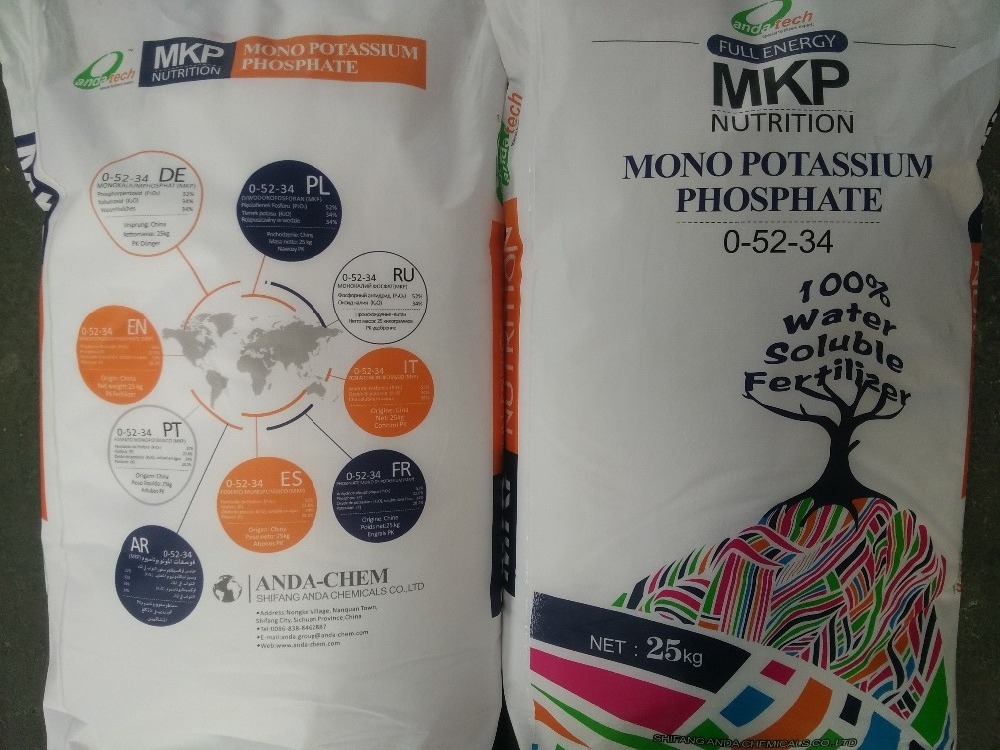 mkp npk 0-52-34 monopotassium phosphate fertilizer 0 52 34 potassium dihydrogen factory price of mono potassium phosphite