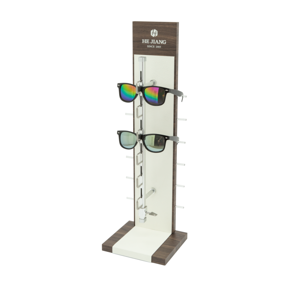 Eyewear Display Case  Wooden Sunglasses Display Stand with Metal glasses Rack