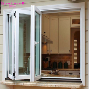 Decorative standard size aluminum frame folding screen folded double triple pane window fold up grille anti-theft