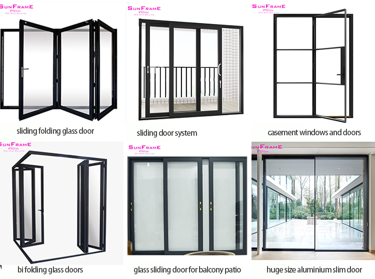 Soundproof insulated glass aluminium bi folding doors french style  folding doors folding glass door  living room