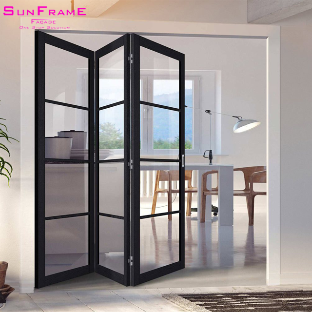 Soundproof insulated glass aluminium bi folding doors french style  folding doors folding glass door  living room