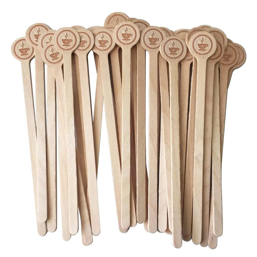 Logo Customized Food Grade Christmas Disposable Natural Birch Wood Coffee Stir Stick Wooden Coffee Stirrer Sticks