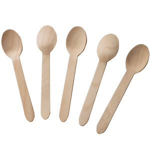 Customized Logo Printed Eco-Friendly Small Spoon Cutlery Biodegradable Disposable Mini Wooden Spoon For Ice Cream