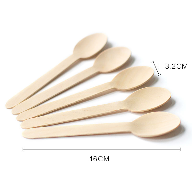 Customized Logo Printed Eco-Friendly Small Spoon Cutlery Biodegradable Disposable Mini Wooden Spoon For Ice Cream