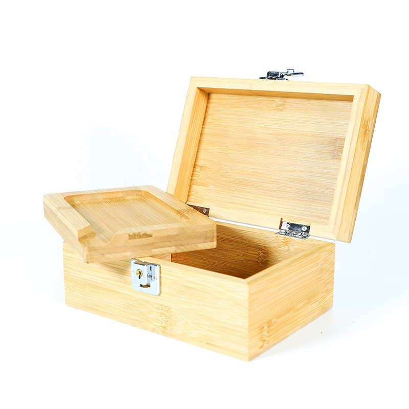 UKETA handmade gift box smoking accessories storage jar packaging childproof lock wooden stash box with rolling tray