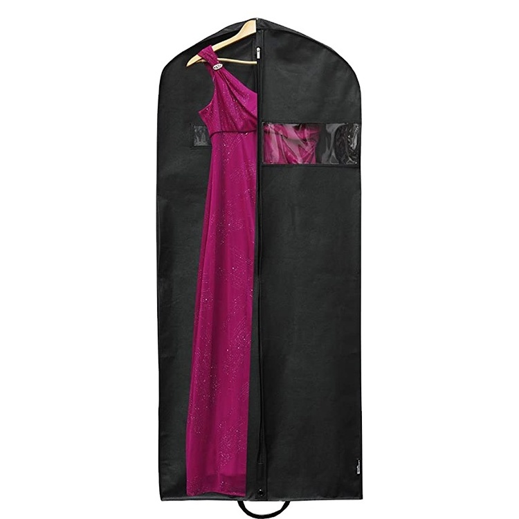 Hot sale Hanging Garment Bags for Storage Coat Covers Closet Dress 60 Inch Black Cloth Garment Bag with Zipper and Clear Window