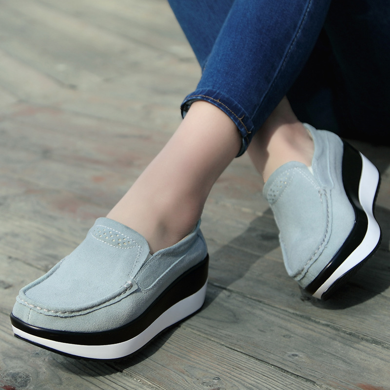 Spring and autumn spot new soft bottom muffin shoes high bottom thick for low lazy people a foot pedal women's single shoes