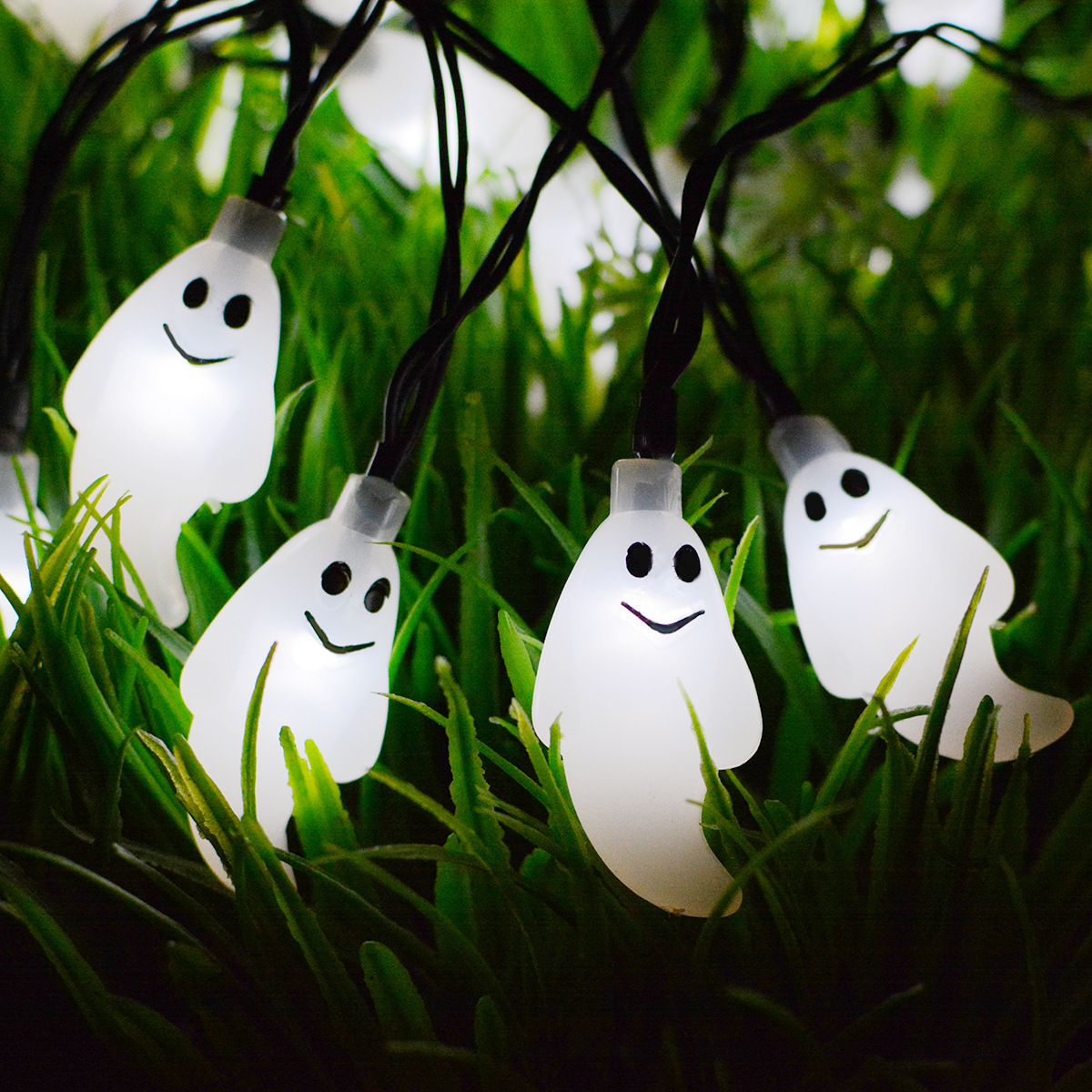 Halloween Ghost String Lights 30 LED Solar String Lights Outdoor Decoration Rope Lights for Garden Gate Yard Halloween IP65