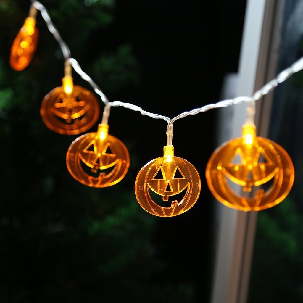 2020 Halloween Decoration Outdoor Set of 3 Halloween Lights Orange Pumpkins Purple Bats White Ghosts 8 Funtion Battery Operated