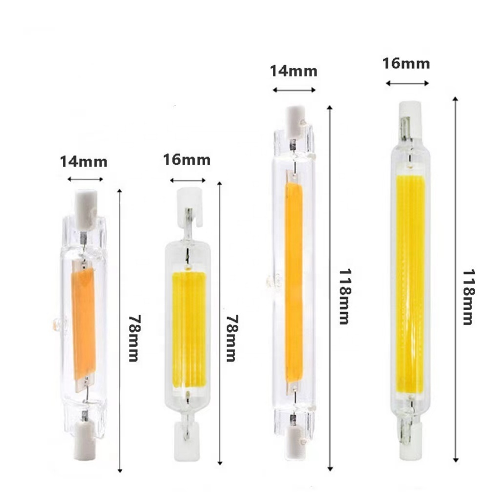 Dimmable R7S Socket 189mm 118mm 78mm LED COB Light Bulb 5W 10W 20W Lamp Holder Glass Tube Replacement Halogen Lamp 110V 220V