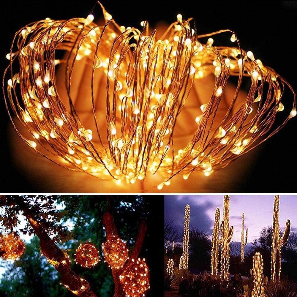 Led String Light 10m 100led Warm White Lights Battery Powered Remote Control Dimmable Copper Wire String Light for Garden Indoor