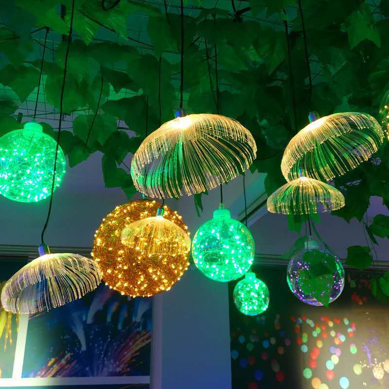 Decorative Fiber Optic Led Jellyfish Lamp For Outdoor Park Patio 20cm