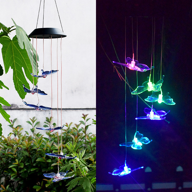 Solar Wind Chime Outdoor LED Mobile Wind Chime Gifts for Mom Hanging Decorative Romantic Patio Lights for Yard Garden Home Party