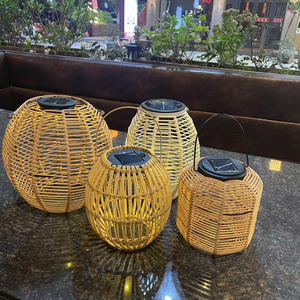 New Solar Energy Bamboo Woven Hanging Cage Light Solar Hanging Light Outdoor Garden Light Solar Lantern Hollow