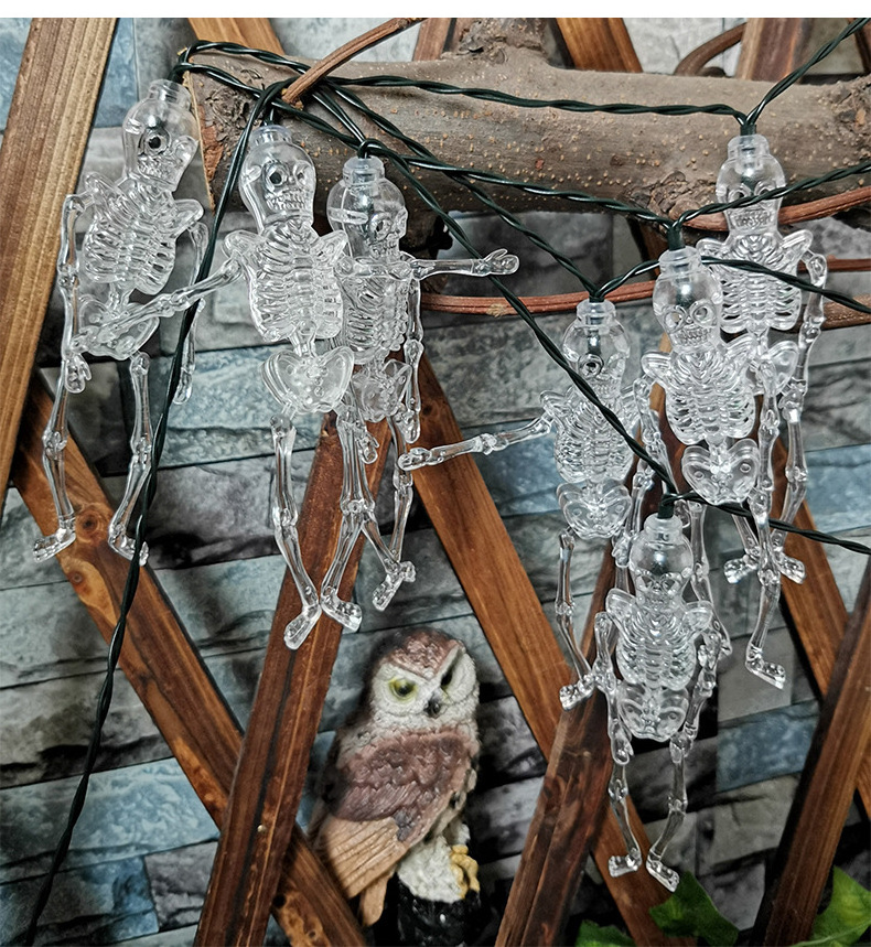 LED Halloween Decoration Outdoor String Light Solar Powered Skeleton Ghost Light String Outdoor Waterproof