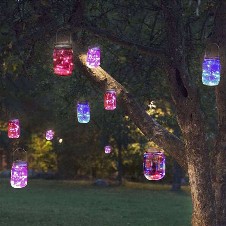 Mason Jar Solar Light Lids 10 LED Solar Colorful Fairy String Lights Lids Insert for Patio Yard Garden Party Wedding