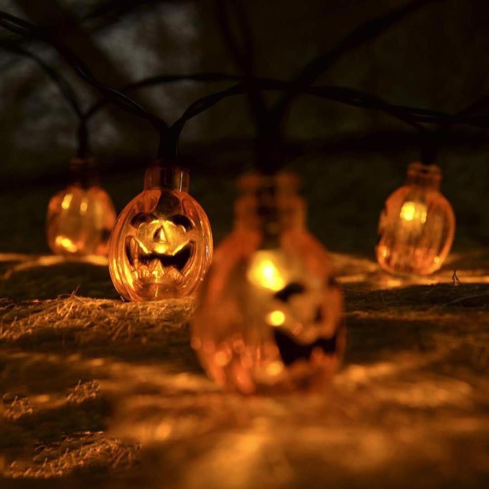 Pumpkin String Lights Outdoor Halloween Lights with 20 LEDs Pumpkin Solar Power String Light (16 ft 20 LEDS warm white)