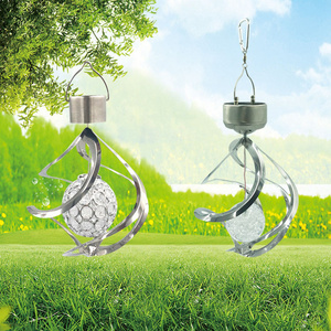 Solar Wind Chime Light LED Color Changing Hanging Wind Light Waterproof Spiral Spinner Lamp Outdoor Decorative Light