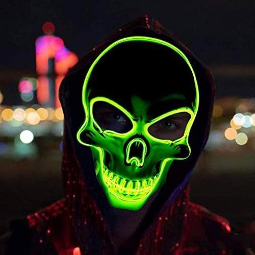 LED Halloween Mask LED Light Up Mask for Festival Novelty and Creepy Cosplay Costume with 3 Modes