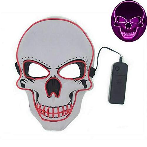 LED Halloween Mask LED Light Up Mask for Festival Novelty and Creepy Cosplay Costume with 3 Modes