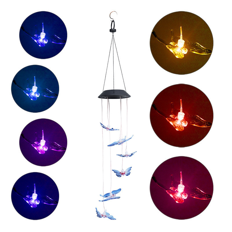 Solar Wind Chime Outdoor LED Mobile Wind Chime Gifts for Mom Hanging Decorative Romantic Patio Lights for Yard Garden Home Party