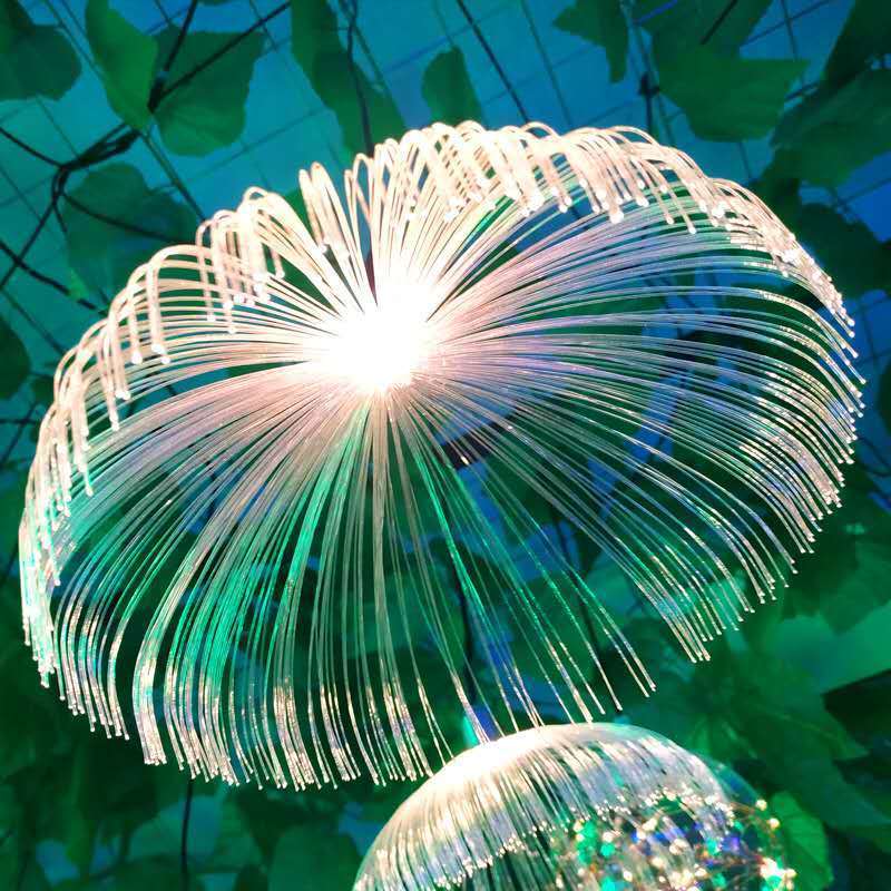 Decorative Fiber Optic Led Jellyfish Lamp For Outdoor Park Patio 20cm