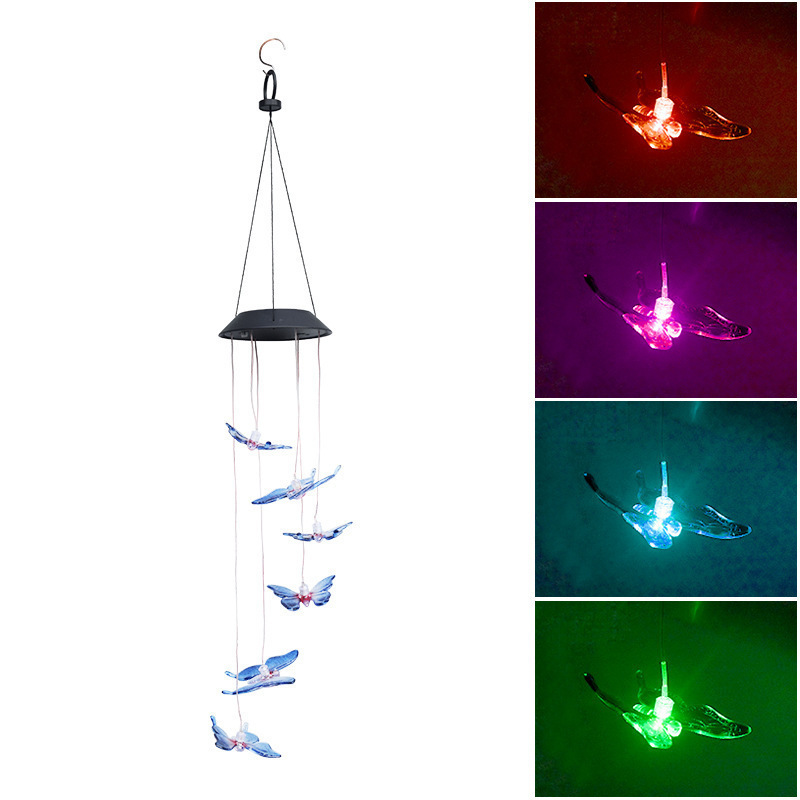 Solar Wind Chime Outdoor LED Mobile Wind Chime Gifts for Mom Hanging Decorative Romantic Patio Lights for Yard Garden Home Party