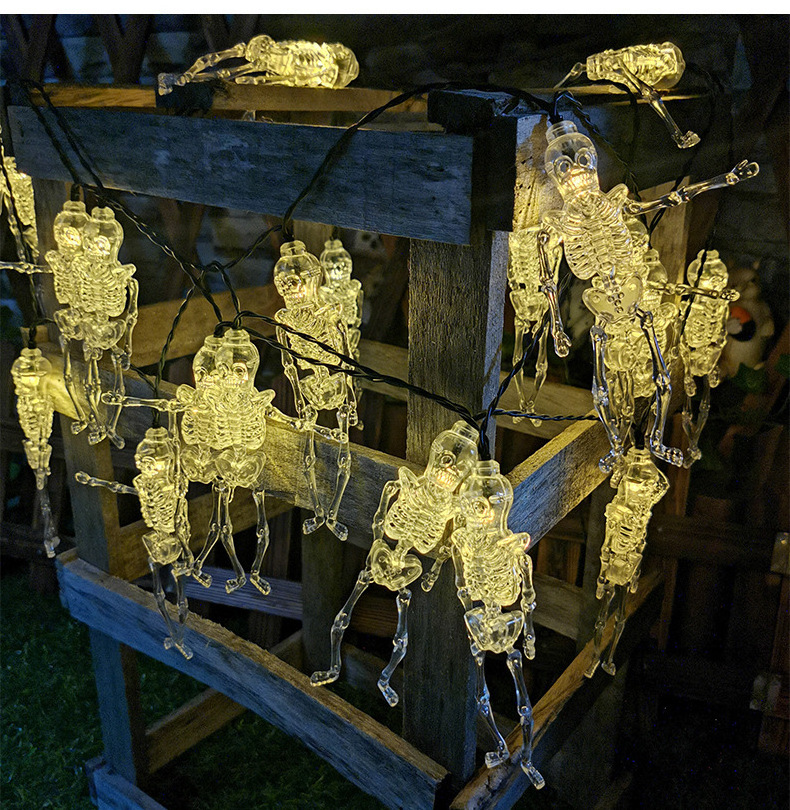 LED Halloween Decoration Outdoor String Light Solar Powered Skeleton Ghost Light String Outdoor Waterproof