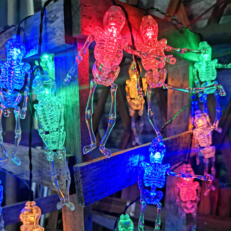 LED Halloween Decoration Outdoor String Light Solar Powered Skeleton Ghost Light String Outdoor Waterproof