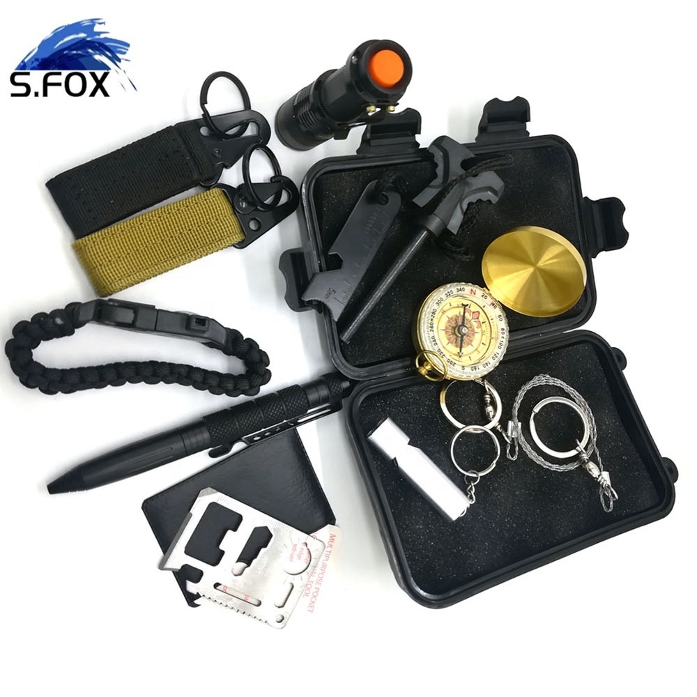 High Quality Gadgets survival Tools Tactical Flashlight Compass Fire Starter Survival Kits