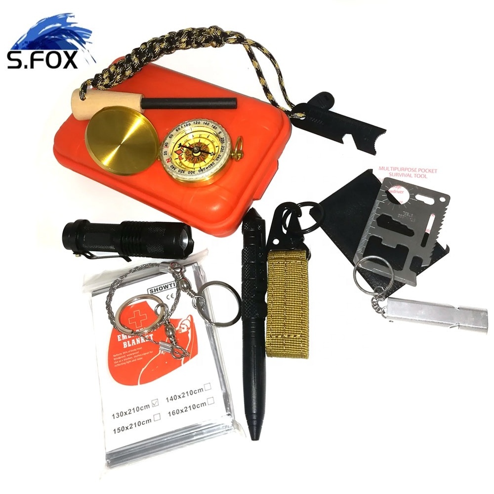 High Quality Gadgets survival Tools Tactical Flashlight Compass Fire Starter Survival Kits