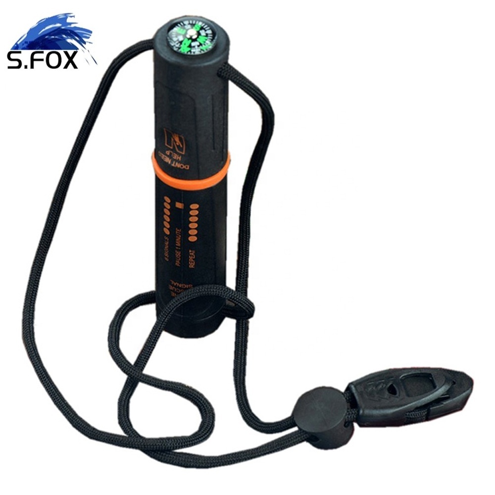 Multifunction 10 in 1 Survival Tool Flashlight Mirror Compass Whistle Magnesium LED Fire Starter