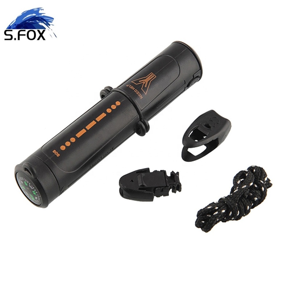 Multifunction 10 in 1 Survival Tool Flashlight Mirror Compass Whistle Magnesium LED Fire Starter