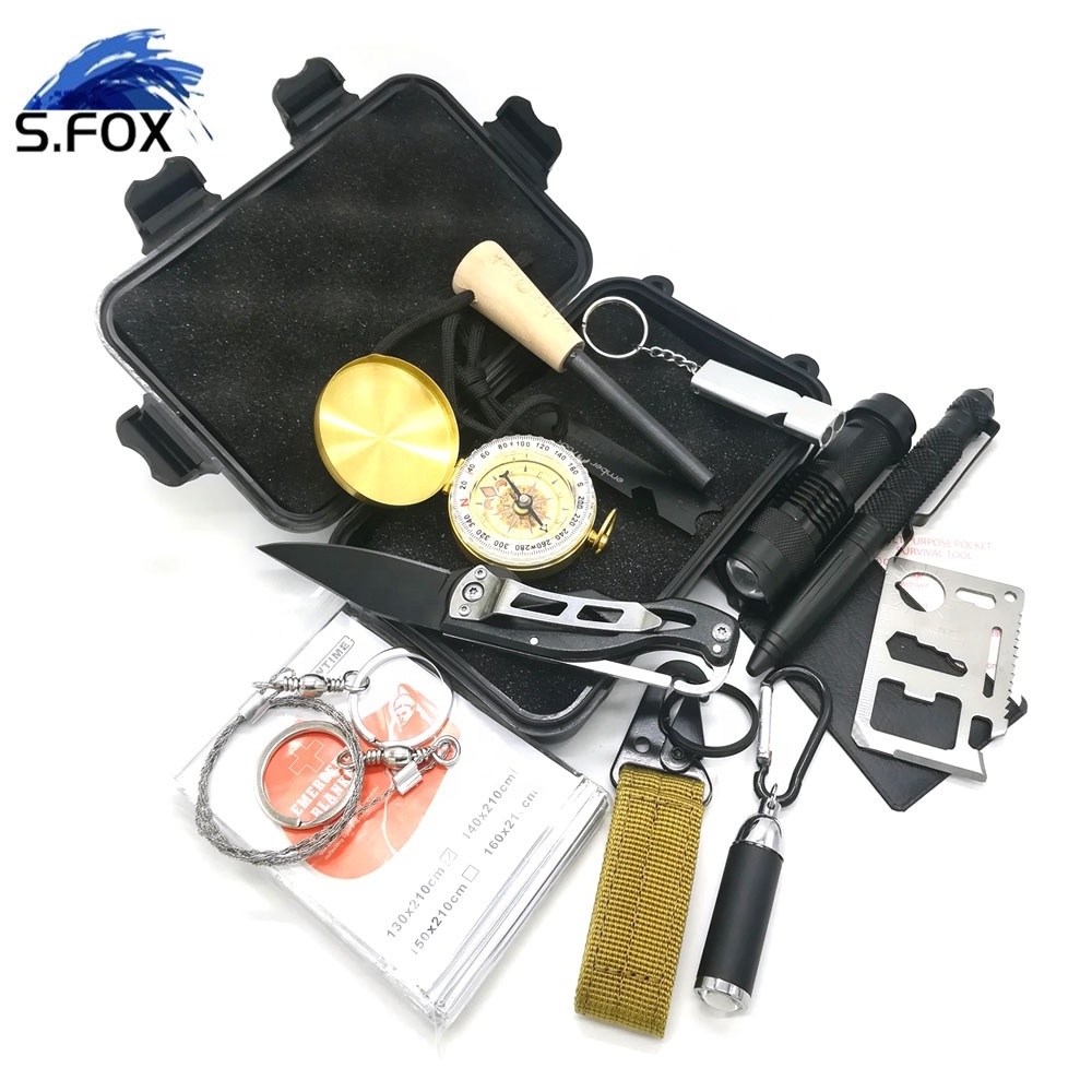 High Quality Gadgets survival Tools Tactical Flashlight Compass Fire Starter Survival Kits