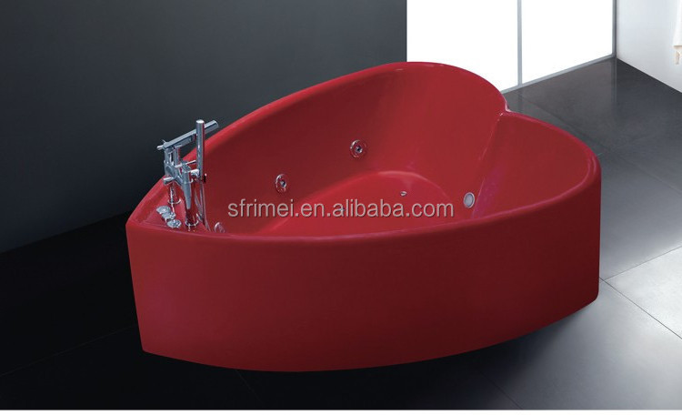 New design red heart shape washing bath tub freestanding hot tub K-8766