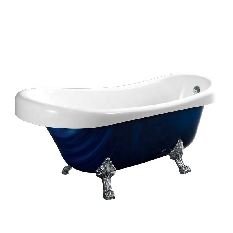 K-8885C Royal Blue Resin Stone Bathtub Free Standing Bath Tub Solid Surface Acrylic Stone Bath Tub