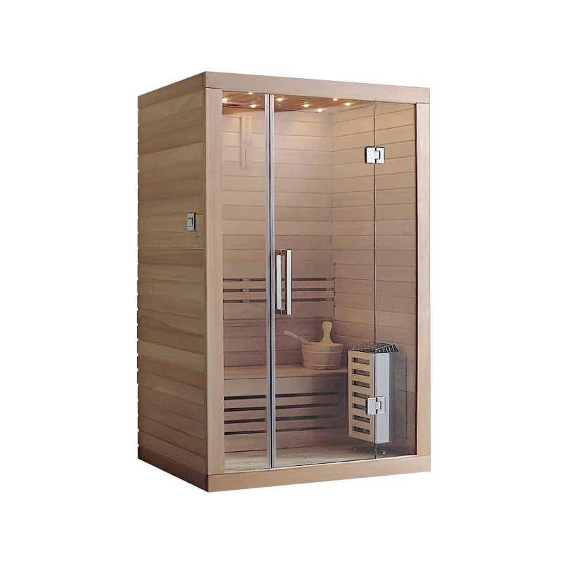 Factory supply K-7157  2-3 persons portable import solid wood general salt tourmaline infrared sauna room with sauna heater