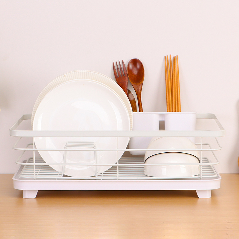 New Household Water Filter Bowl and Dish Storage Shelf Single layer White Table Top Cup and Dish  Drain Shelf