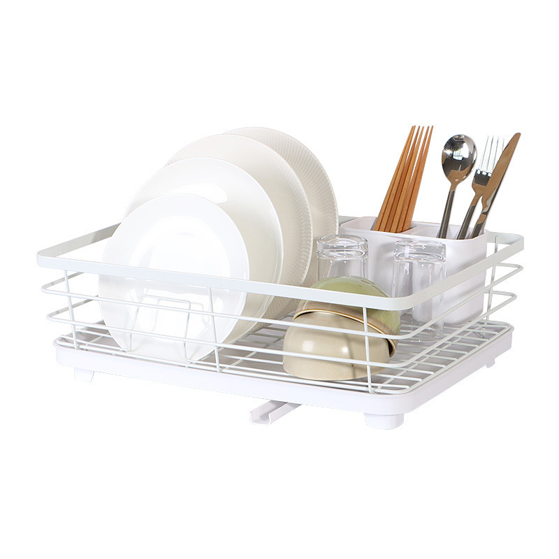 New Household Water Filter Bowl and Dish Storage Shelf Single layer White Table Top Cup and Dish  Drain Shelf