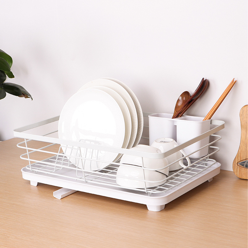 New Household Water Filter Bowl and Dish Storage Shelf Single layer White Table Top Cup and Dish  Drain Shelf